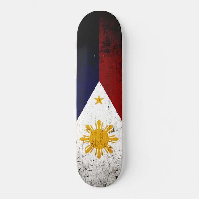 Skate Bandeira preta de Filipinas do Grunge (Frente)