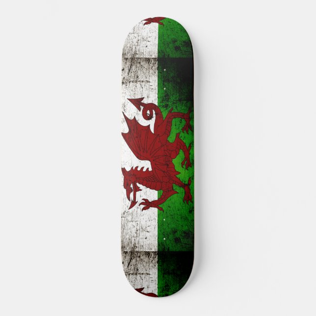 Skate Bandeira preta de Wales do Grunge (Frente)