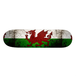 Skate Bandeira preta de Wales do Grunge