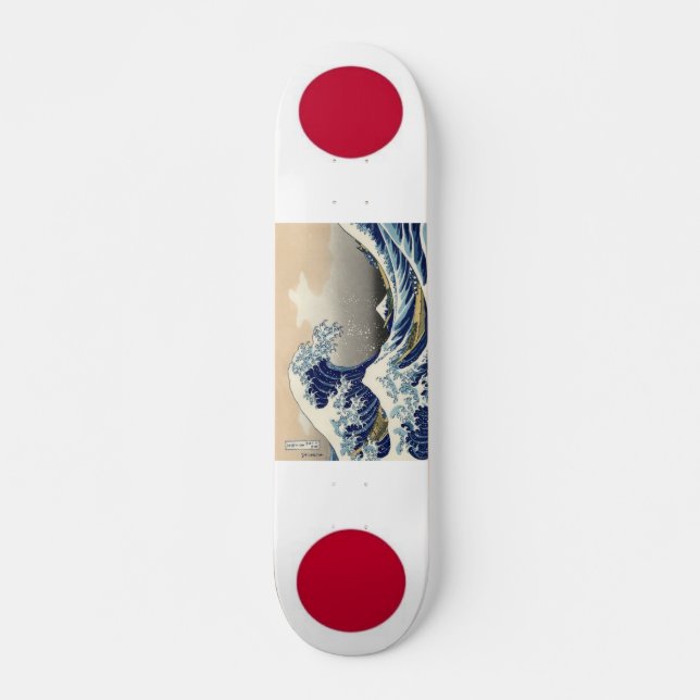 Skate Bandeiras de Japão com onda de Hokusai (Frente)