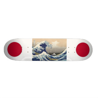 Skate Bandeiras de Japão com onda de Hokusai