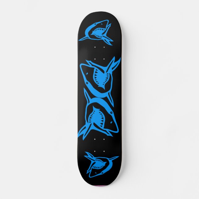 Skate baralho azul e preto dos tubarões (Frente)