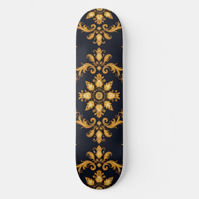 Skate "Barockes Ornament-Muster in Gold und Schwarz" (Frente)