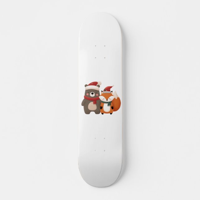 Skate Bear e Raposa Cubra de Natal/Inverno (Frente)