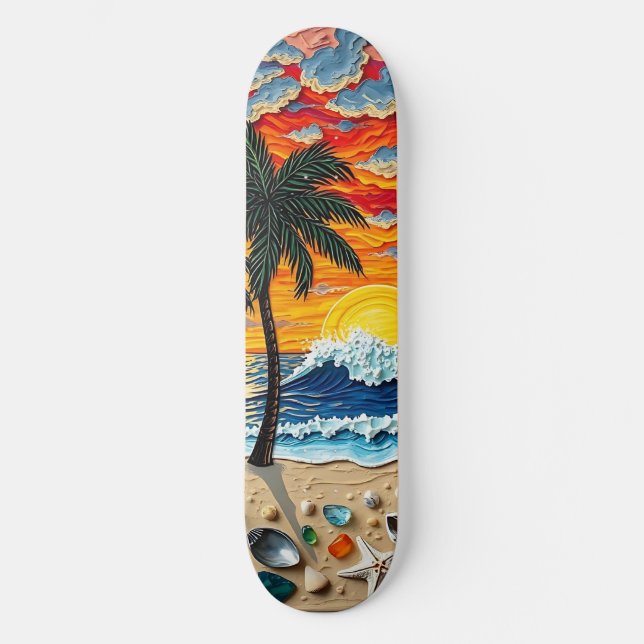 Skate Beautiful Beach Scene with Palm Trees   (Frente)
