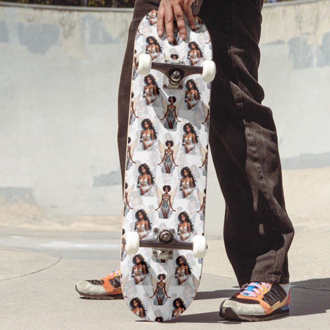 Skate Beautiful Black Girl Angels Pattern Design  (Criador carregado)