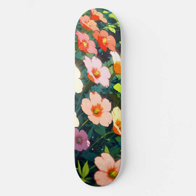 Skate Beautiful colorful anime flowers (Frente)