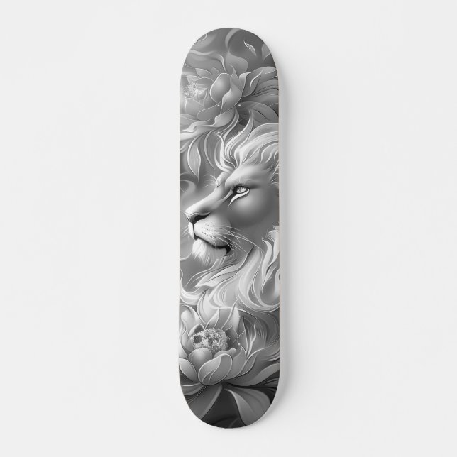 Skate Beautiful Fantasy Gray Scale Lion & Florals  (Frente)