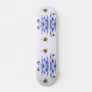 Skate Beautiful Spring Flowers and Bees Flying - Drawing