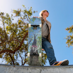 Skate Beco Oop céu e folhas