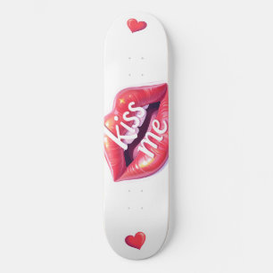 Skate Beije Me Ilustração Artística de Lábios Vermelhos
