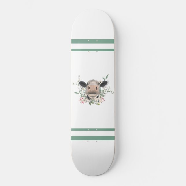 Skate beijo de nariz de vaca flores aquarela cinza anima (Frente)