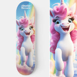 Skate Bela Cartoon Unicórnio Voando no Céu<br><div class="desc">Desperte sua imaginação com nosso Cute Cartoon Unicorn Voando no skate Sky,  onde unicórnios brancos dançam em arco-íris. Adicione um toque pessoal personalizando o texto e deixe seus sonhos voarem com cada passeio. Este é mais um Design de 100% de Hamster.</div>