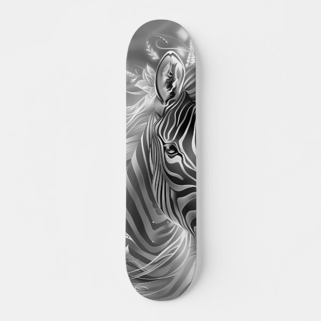 Skate Bela Fantasia Zebra em Escala de Cinza (Frente)
