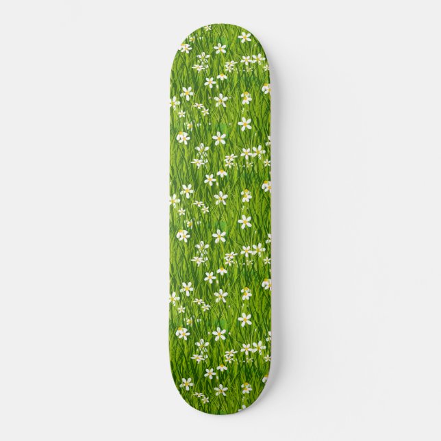 Skate Belas Flores Brancas e Folhas Verdes (Frente)