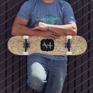 Skate Belo brilho dourado do champanhe brilha Monograma
