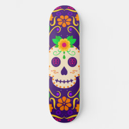 Skate Belo crânio com flores Día de los Muertos