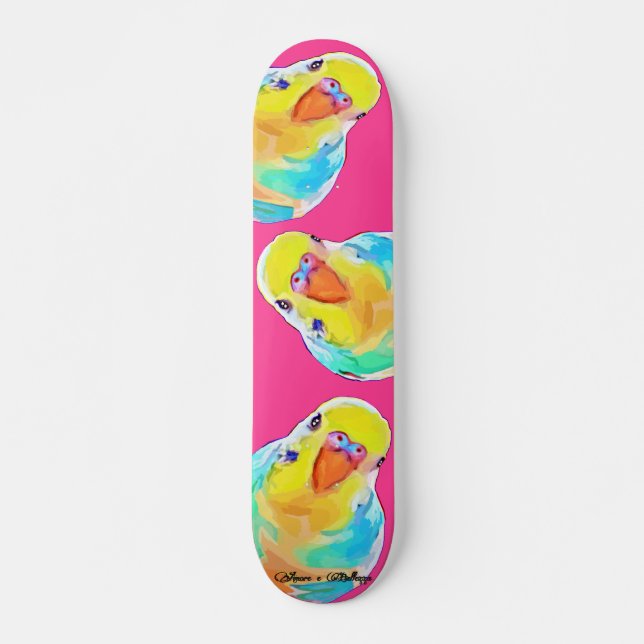 Skate Belo Levante Ortográfico Aves Exóticas, Rosa-Quent (Frente)