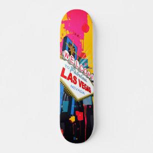 Skate Bem-vindo ao Cartaz Colorido de Las Vegas Nevada F
