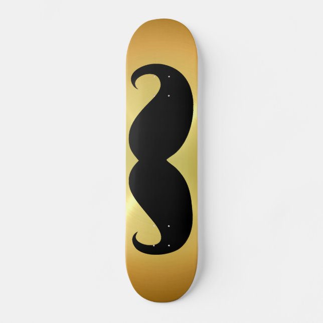 Skate Bigode preto engraçado sobre fundo dourado (Frente)