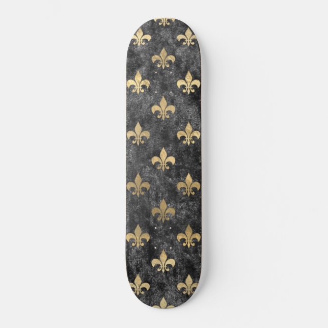 Skate Black Velvet Fleur De Lis Mardi Gras Orleans (Frente)
