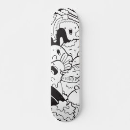 Skate Black & White Japanese Doodle 