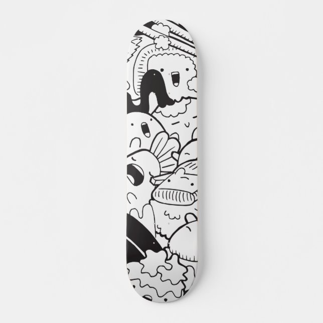 Skate Black & White Japanese Doodle  (Frente)
