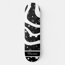 Skate Black &white stars on lines custom name