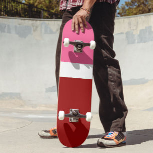 Skate Bloco de Cor Rosa Branco Marrom Vermelho