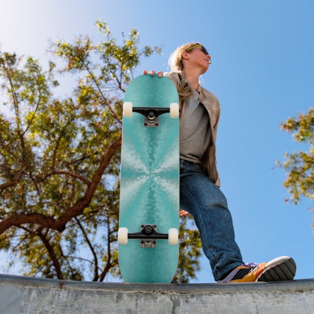 Skate Blocos 3D em azul gelo e verde (Ao ar livre 1)