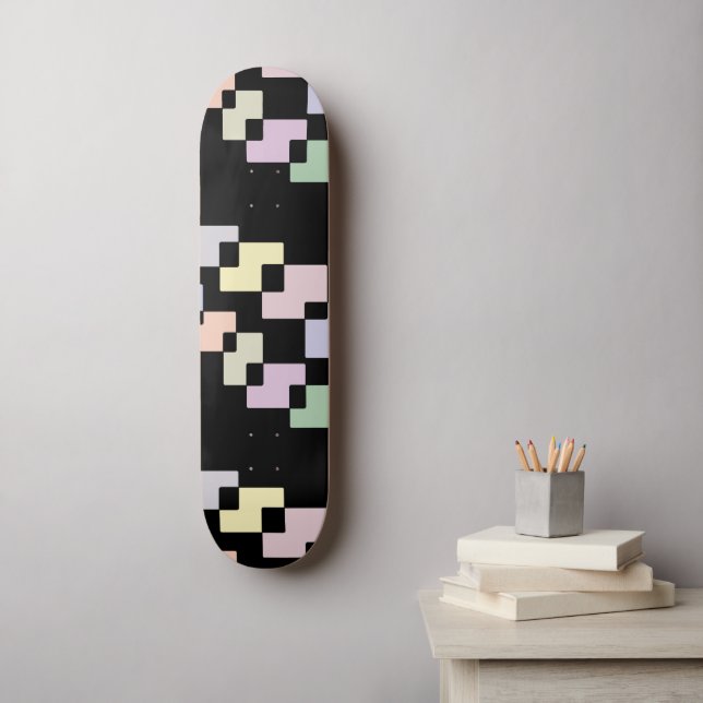 Skate Blocos geométricos de Pastel em preto (Arte de parede)