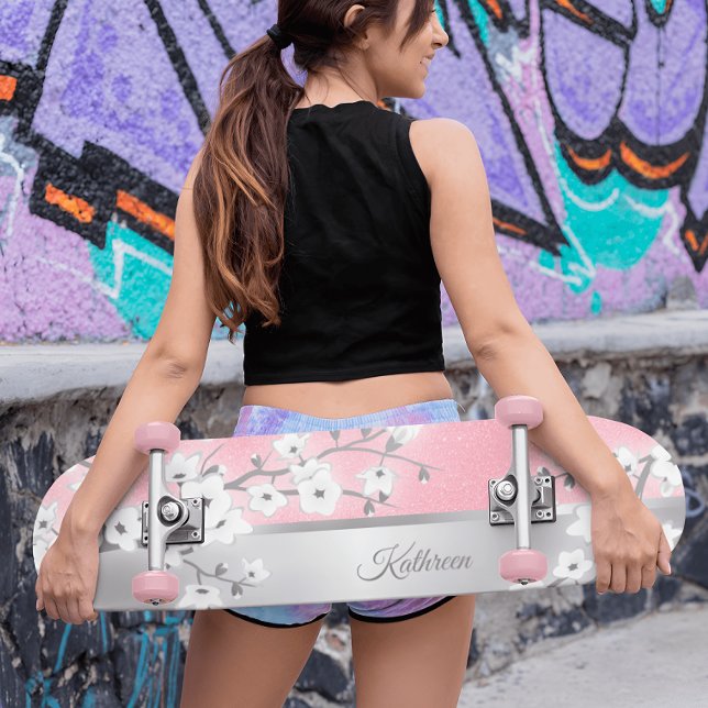 Skate Blossom Monograma de Cereja Rosa Brilhante Girls (Criador carregado)