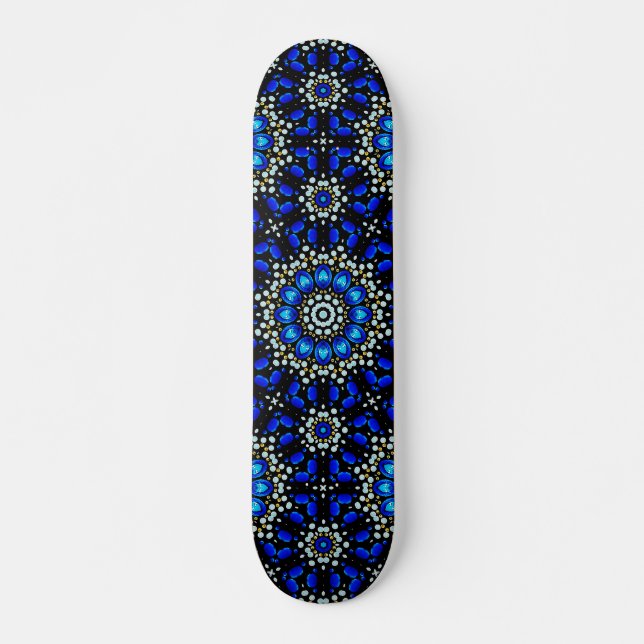 Skate Blue Abstract Geometric Mandala Art Design (Frente)