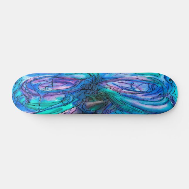 Skate Blue Fantasy Watercolor (Horz)