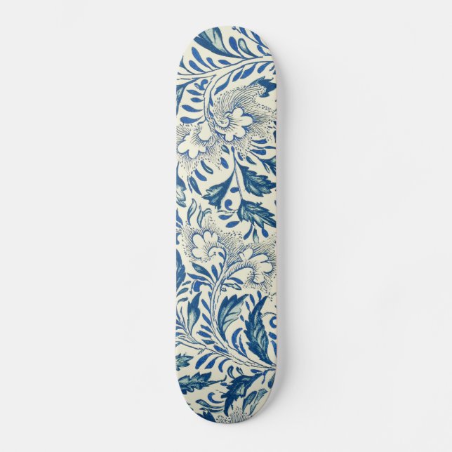 Skate Blue Floral Pattern Antique Asian Design (Frente)