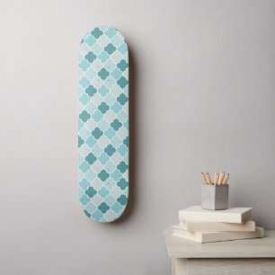 Skate Blue Marroquino Trellis, Laticework, Quatrefoil