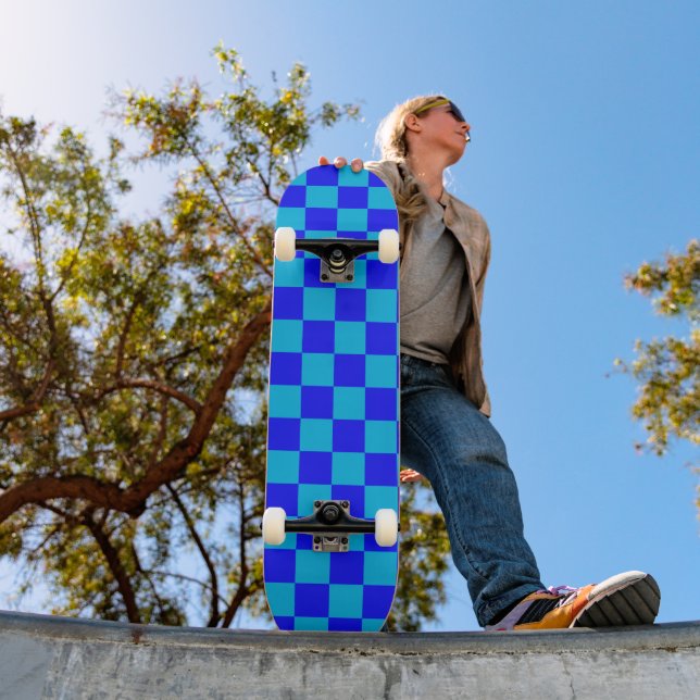 Skate Blue Monochrome Checkerboard Pattern (Ao ar livre 1)