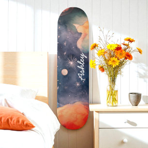 Skate Blue Watercolor Sky Galaxy Celestial