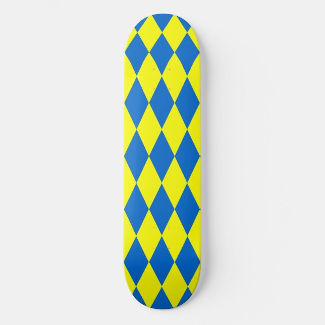 Skate Blue Yellow Harlequin Checkered Design  (Frente)