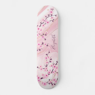 Skate Blush Marble Cherry Blossom Monograma Girly