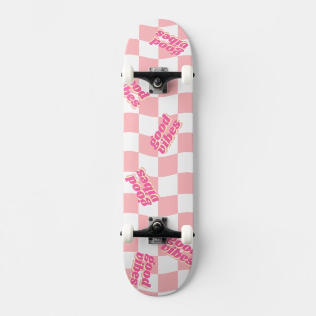 Skate Boas Vibes Menina Pastel Cor-de-Rosa Branco Verifi (Frente)