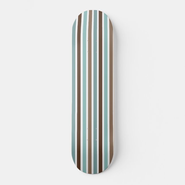 Skate Boho Branco Azul Marrom Listras Geométricas (Frente)