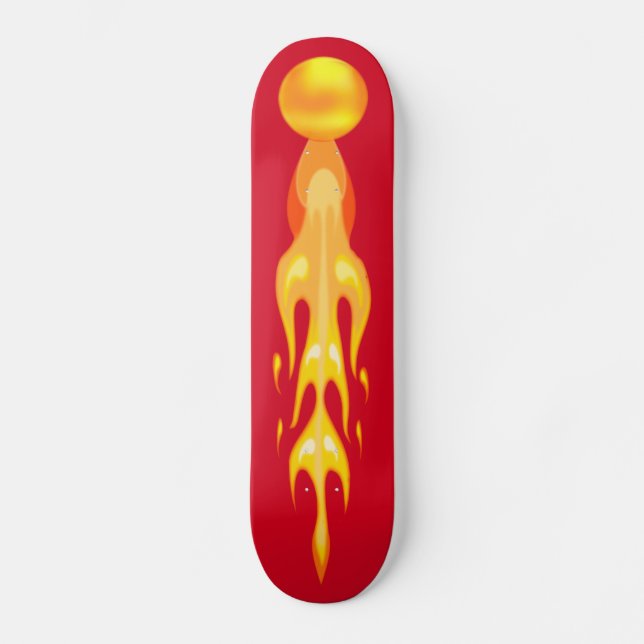 Skate Bola quente flamejante em vermelho e amarelo em ve (Frente)