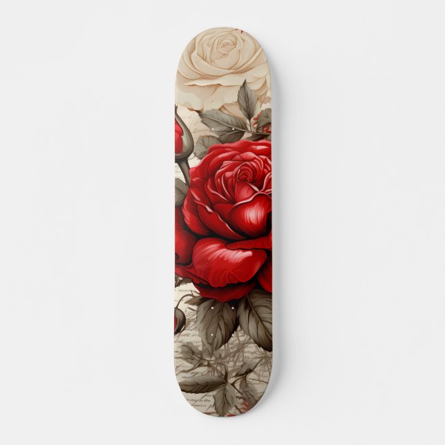 Skate Bold Red  Rose Decoupage Inspired Collage (Frente)
