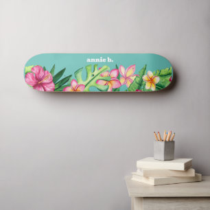 Skate Bold Tropical Flower Border Personalized