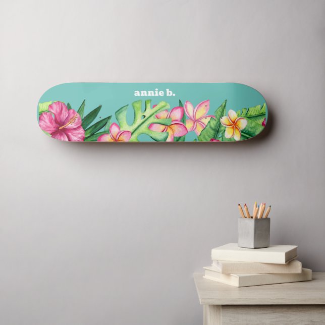 Skate Bold Tropical Flower Border Personalized (Arte de parede (Horz))