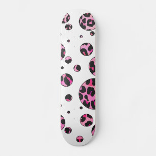 Skate Bolinhas-leopardo Impressão preto e rosa-quente