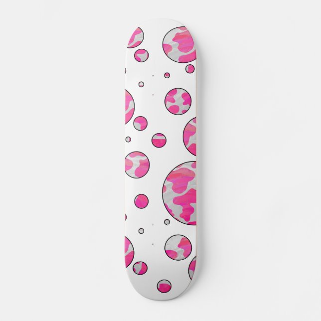 Skate Bolinhas rosa e branco (Frente)