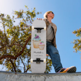 Skate Bolos E Frutas De Aquarela