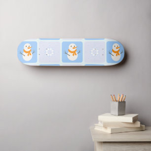 Skate Boneco de neve e flocos de neve xadrez de inverno